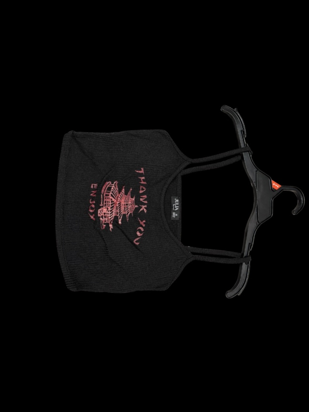 SHEIN Black Tank Top with Pink 'Thank You' Graphic